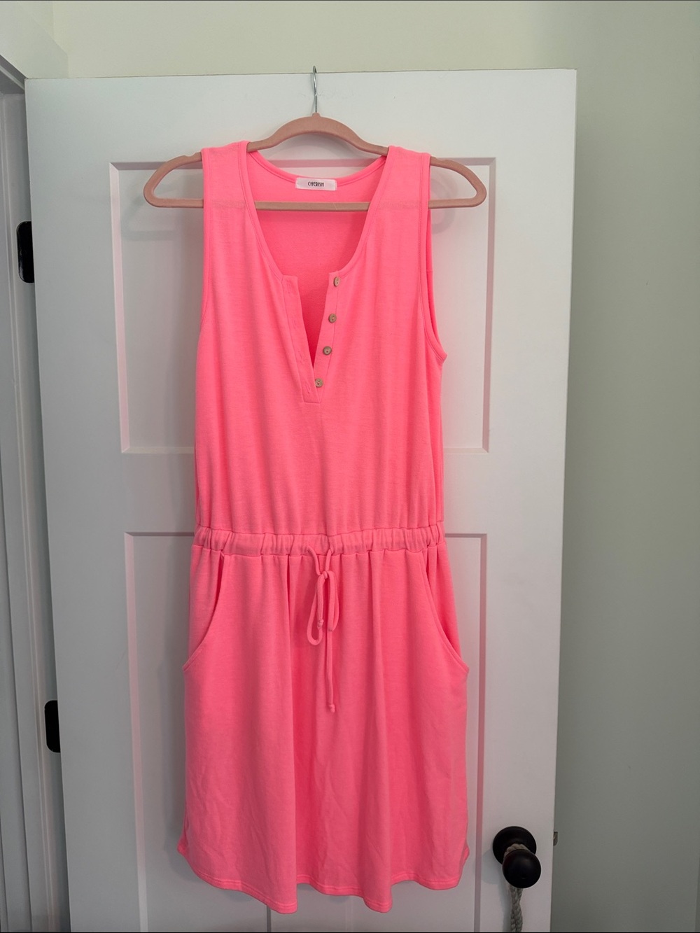 Cherish Vibrant Coral Pink Scoop Neck Top